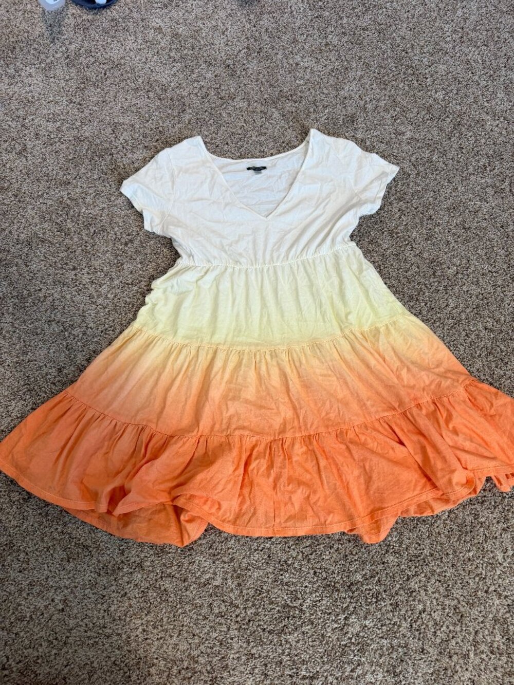 Sunset Orange and Yellow Flowy Dress